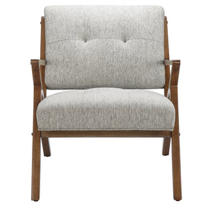 English Elm Lounge Newport Mid-Century Accent Chair with Button Tufting, Textured Upholstery & Pecan Legs LIGHT GREY 37 L x 43 W x 12 H B03548422