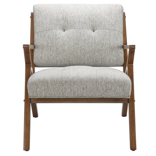 English Elm Lounge Newport Mid-Century Accent Chair with Button Tufting, Textured Upholstery & Pecan Legs LIGHT GREY 37 L x 43 W x 12 H B03548422