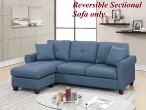 English Elm Blue Reversible Tufted Polyfiber Sectional Sofa with Ottoman – Glossy Blue Chaise, Cozy Modular Comfort B01149070