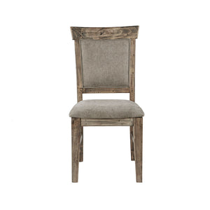 English Elm Dining Oliver Side Chair Set of 2 — Rustic Hand-Distressed Grey Wood Frame, Cushioned Upholstery Comfort Natural+Grey 23.5 L x 43.5 W x 15.5 H B03548412