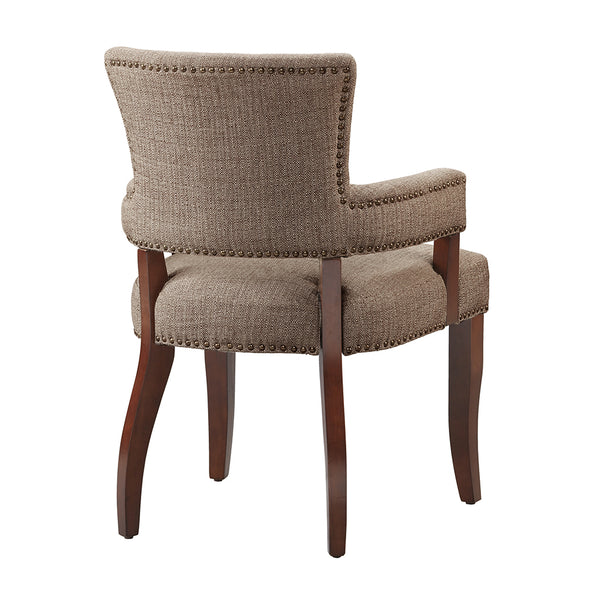 English Elm Arm Nailhead Dining Chair—Uptown Espresso Frame, Plush Polyester-Acrylic Seat, High-Density Foam Comfort B03548285