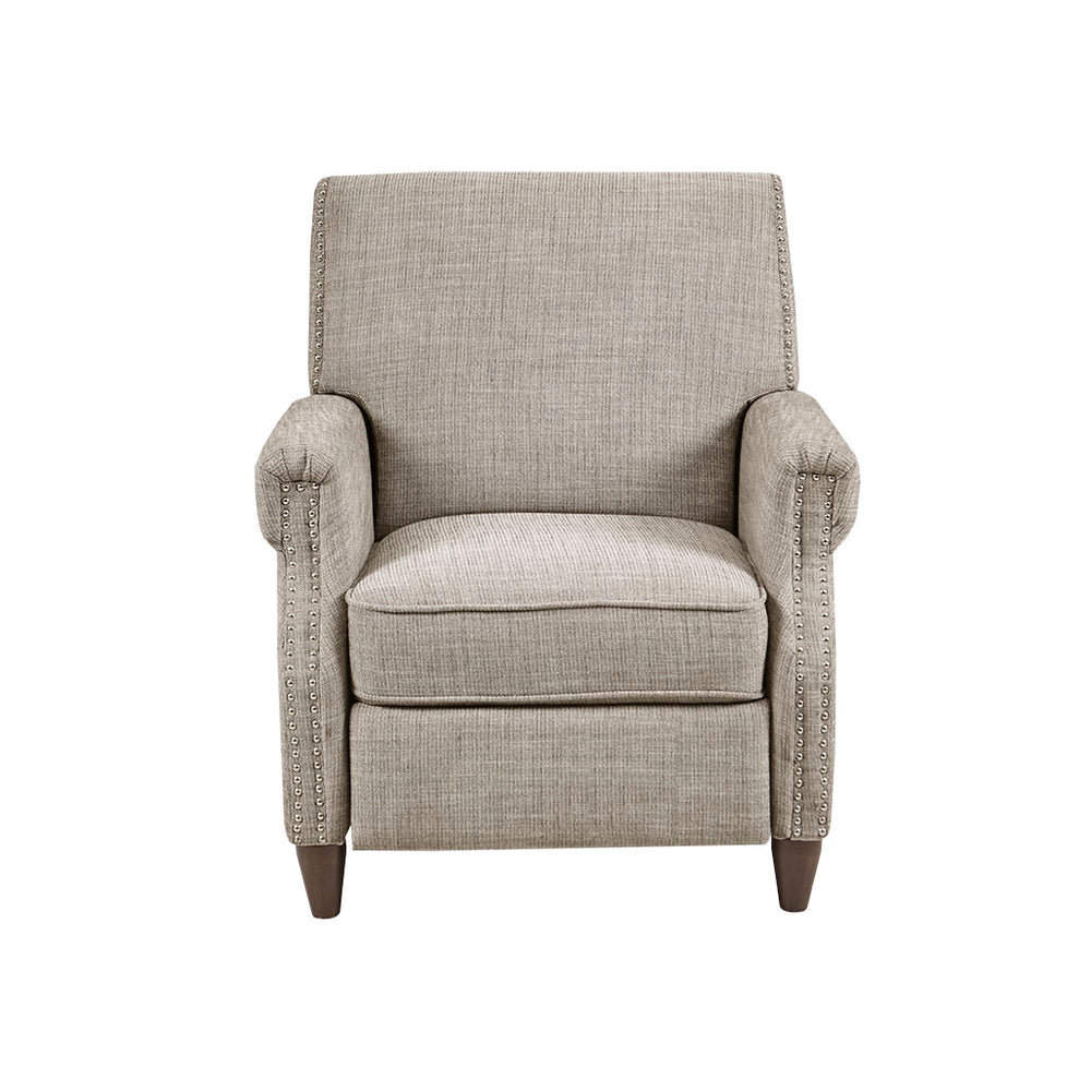 English Elm Push Julian Push Back Recliner with Silver Nailhead Trim, High-Density Foam, Solid Wood Frame and Legs Sand 27.75 L x 32 W x 29.75 H B03548630