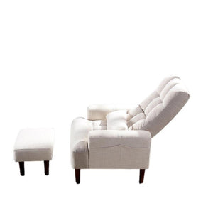English Elm Redde Modern Cream White Recliner Sofa Chair With Ottoman - Ergonomic Comfort For Stylish Living Rooms W1183S00001-GIGA