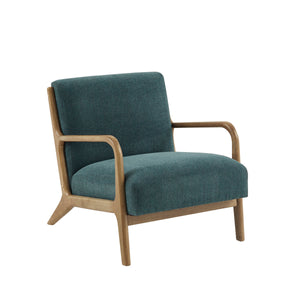 English Elm Lounge Chair Newport mid-century tufted accent chair with textured upholstery, pecan tapered legs Teal 35 L x 32 W x 19 H B03548364