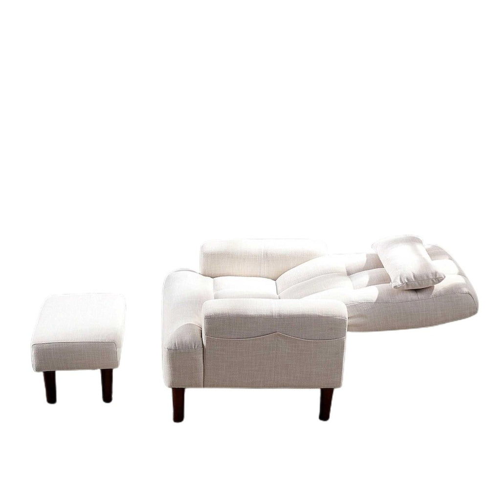 English Elm Redde Modern Cream White Recliner Sofa Chair With Ottoman - Ergonomic Comfort For Stylish Living Rooms W1183S00001-GIGA