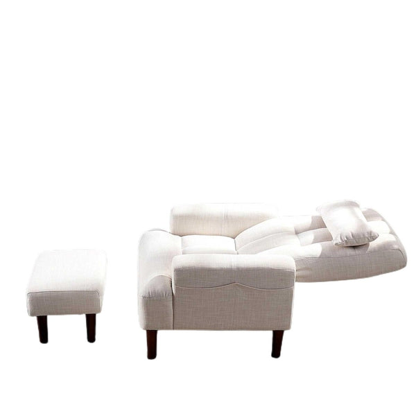 English Elm Redde Modern Cream White Recliner Sofa Chair With Ottoman - Ergonomic Comfort For Stylish Living Rooms W1183S00001-GIGA