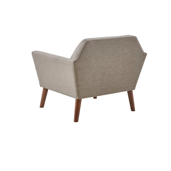 English Elm Lounge Newport Mid-Century Accent Chair with Button Tufting, Textured Upholstery & Pecan Legs LIGHT GREY 30.31 L x 37.8 W x 24.02 H B03548420
