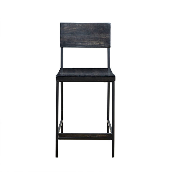 English Elm TACOMA Counter Stool 24" - Matte Black Metal Frame with Solid Hardwood Seat & Back, Modern Durable Design B03548393