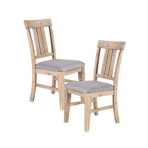 English Elm Dining Side Chairs Set of 2 Solid Pine Farmhouse Style with Foam Cushioned Seats B03548411