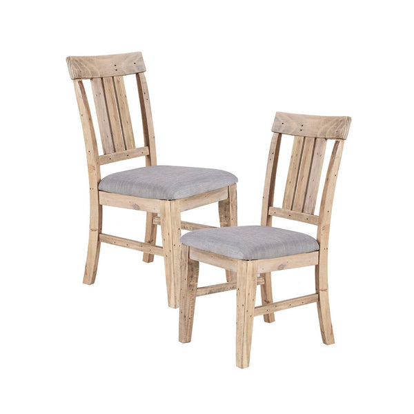 English Elm Dining Side Chairs Set of 2 Solid Pine Farmhouse Style with Foam Cushioned Seats B03548411