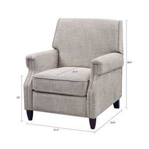 English Elm Push Julian Push Back Recliner with Silver Nailhead Trim, High-Density Foam, Solid Wood Frame and Legs Sand 27.75 L x 32 W x 29.75 H B03548630