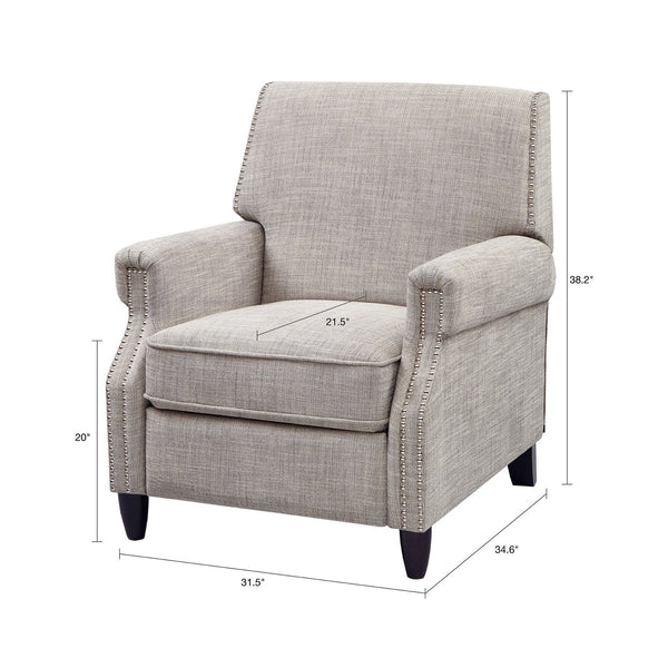 English Elm Push Julian Push Back Recliner with Silver Nailhead Trim, High-Density Foam, Solid Wood Frame and Legs Sand 27.75 L x 32 W x 29.75 H B03548630