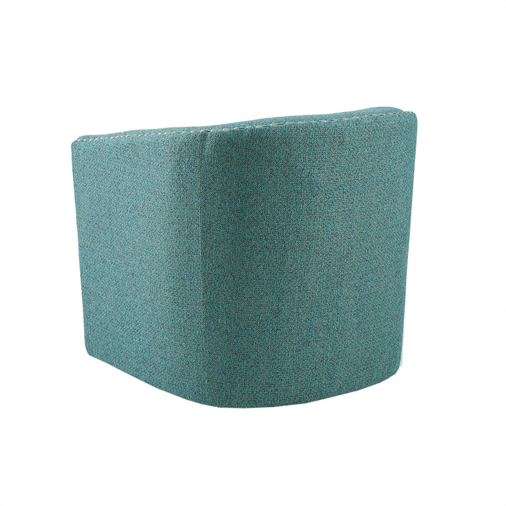 English Elm Tyler Teal Swivel Chair with Pewter Nailhead Trim, High-Density Foam Cushion & Black Metal Base B03548646