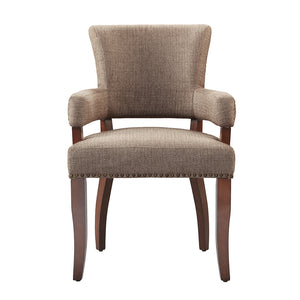 English Elm Arm Nailhead Dining Chair—Uptown Espresso Frame, Plush Polyester-Acrylic Seat, High-Density Foam Comfort B03548285