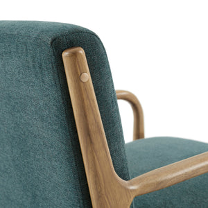 English Elm Lounge Chair Newport mid-century tufted accent chair with textured upholstery, pecan tapered legs Teal 35 L x 32 W x 19 H B03548364