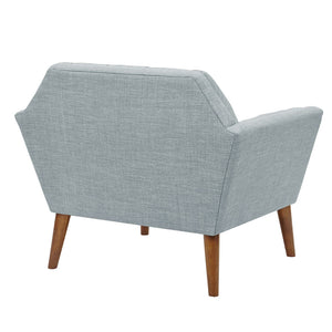 English Elm Lounge Chair Newport mid-century tufted accent chair with textured upholstery, pecan tapered legs Light Blue 30.31 L x 37.8 W x 24.02 H B03548362