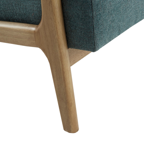 English Elm Lounge Chair Newport mid-century tufted accent chair with textured upholstery, pecan tapered legs Teal 35 L x 32 W x 19 H B03548364