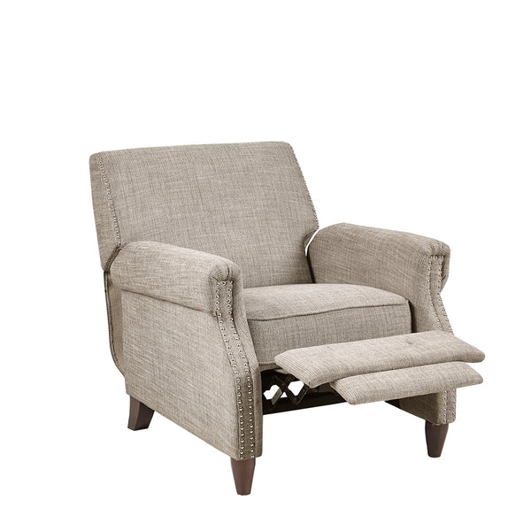 English Elm Push Julian Push Back Recliner with Silver Nailhead Trim, High-Density Foam, Solid Wood Frame and Legs Sand 27.75 L x 32 W x 29.75 H B03548630