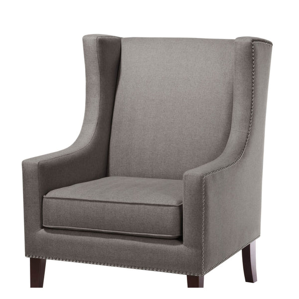 English Elm Barton Espresso Birch Leg Accent Chair with High-Density Foam, Silver Nailhead Trim, 300lb Capacity B03548183