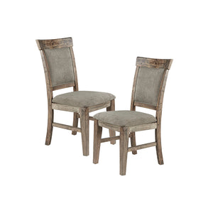 English Elm Dining Oliver Side Chair Set of 2 — Rustic Hand-Distressed Grey Wood Frame, Cushioned Upholstery Comfort Natural+Grey 23.5 L x 43.5 W x 15.5 H B03548412