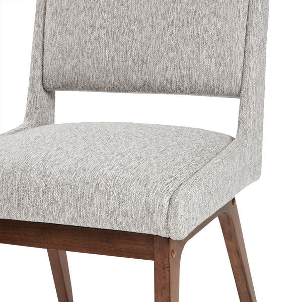 English Elm BOOMERANG Upholstered Dining Side Chairs Set of 2 — Pecan Wood Legs, Light Gray Cushion Comfort, 300lb Capacity B03548410