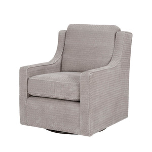 English Elm Harris Grey Swivel Chair with Black Metal Base, Solid Wood Frame, High-Density Foam Comfort B03548626