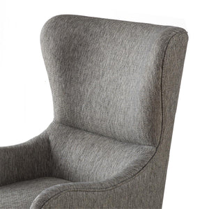 English Elm Arianna tufted swoop wing chair with espresso birch legs, plush high-density foam seat comfort Grey 33.5 L x 34 W x 28 H B03548246