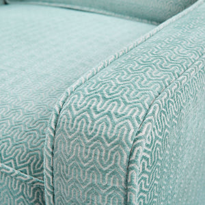 English Elm Harris Dusty Aqua Chenille Swivel Chair with Solid Wood Frame, Foam Cushion & Black Metal Base B03548645