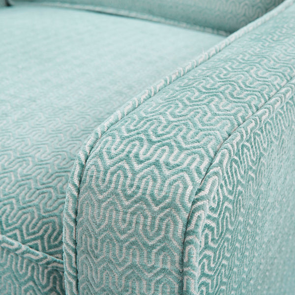 English Elm Harris Dusty Aqua Chenille Swivel Chair with Solid Wood Frame, Foam Cushion & Black Metal Base B03548645