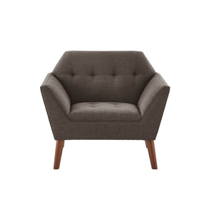 English Elm Lounge Newport Mid-Century Accent Chair with Button Tufting, Textured Upholstery & Pecan Legs Charcoal 30.31 L x 37.8 W x 24.02 H B03548421