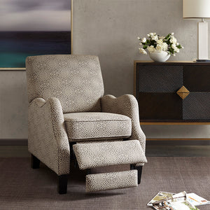 English Elm Push Julian Push Back Recliner with Silver Nailhead Trim, High-Density Foam, Solid Wood Frame and Legs Beige Multi 29.25 L x 32.5 W x 26 H B03548631