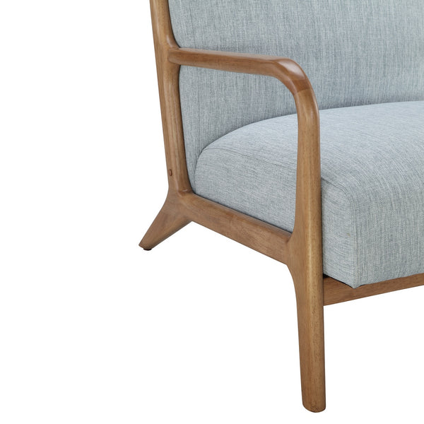 English Elm Lounge Newport Mid-Century Accent Chair with Button Tufting, Textured Upholstery & Pecan Legs Light Blue 35 L x 32 W x 19 H B03548423