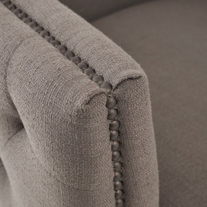 English Elm Capstone Tufted Swivel Barrel Chair with Brass Nailhead Accents, Wood Frame & High-Density Foam Upholstery B03548667