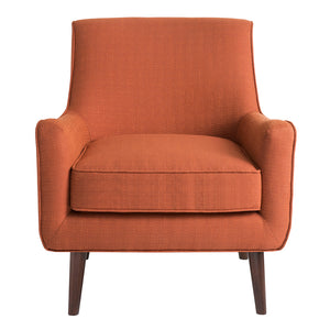 English Elm Mid-Century Madison Park Oxford Accent Chair in Burnt Orange Upholstery with Tapered Espresso Legs, Removable Cushion B03548210