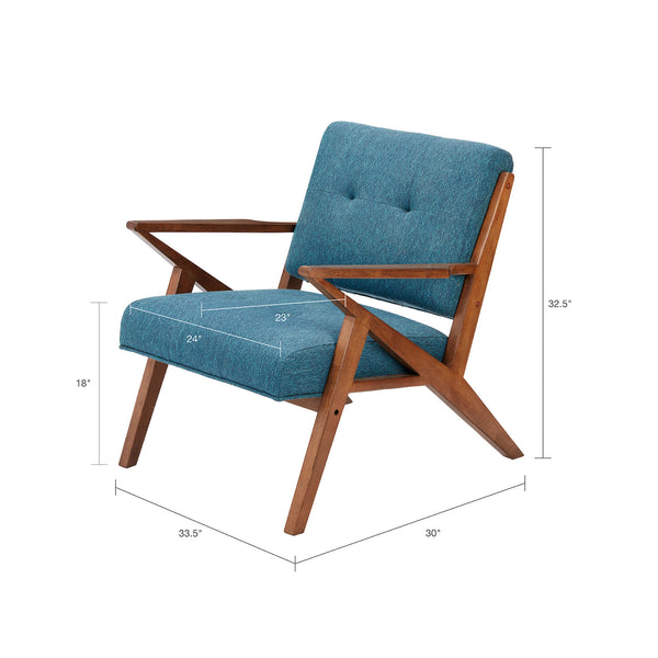 English Elm Lounge INK+IVY Rocket Mid-Century Modern Tufted Accent Chair, Pecan Wood Frame, High-Density Foam Comfort B03548349