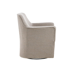 English Elm Augustine Swivel Glider Chair — Grey Upholstered 360° Metal Glider Base, Flared Arms, Foam Seat Comfort B03548650