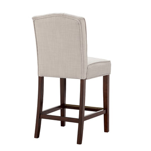 English Elm Tufted Madison Park Marian 26” Counter Stool - Tan Linen Upholstery, High-Density Foam Comfort, Espresso Legs B03548287