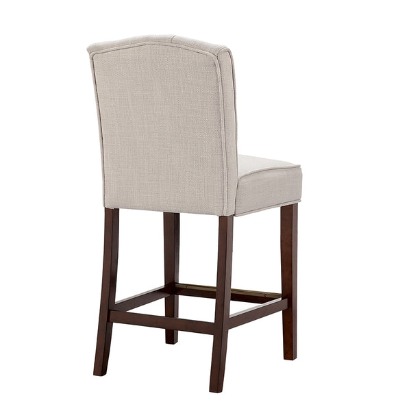 English Elm Tufted Madison Park Marian 26” Counter Stool - Tan Linen Upholstery, High-Density Foam Comfort, Espresso Legs B03548287