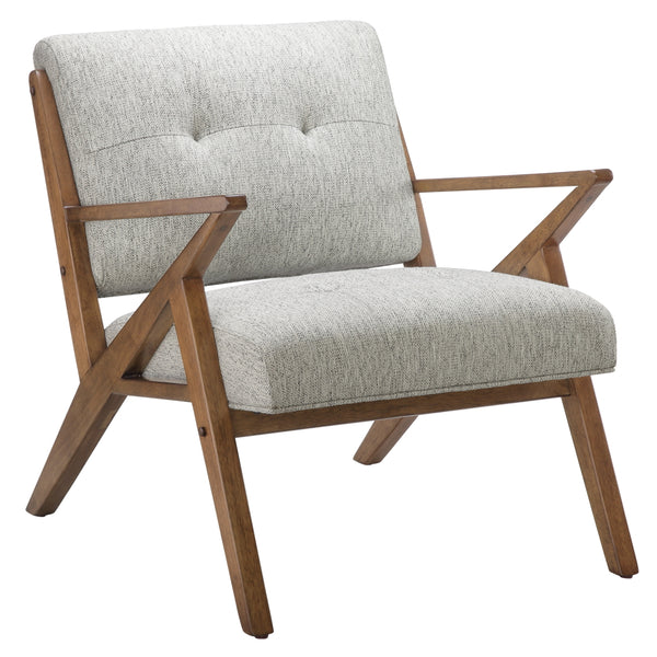 English Elm Lounge Newport Mid-Century Accent Chair with Button Tufting, Textured Upholstery & Pecan Legs LIGHT GREY 37 L x 43 W x 12 H B03548422