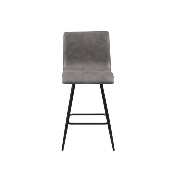 English Elm Faux INK+IVY Adams Faux Leather Swivel Counter Stool in Grey with Matte Black Base, 360° Rotation, 300 lb Capacity B03548401