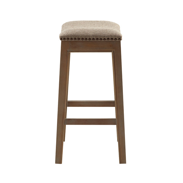 English Elm Saddle Counter Stool with Curved Backless Seat, High-Density Foam Comfort and Sturdy Hardwood Frame Linen 5.7 L x 26.57 W x 16.73 H B03548302