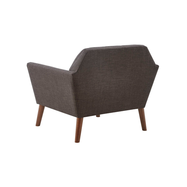 English Elm Lounge Newport Mid-Century Accent Chair with Button Tufting, Textured Upholstery & Pecan Legs Charcoal 30.31 L x 37.8 W x 24.02 H B03548421
