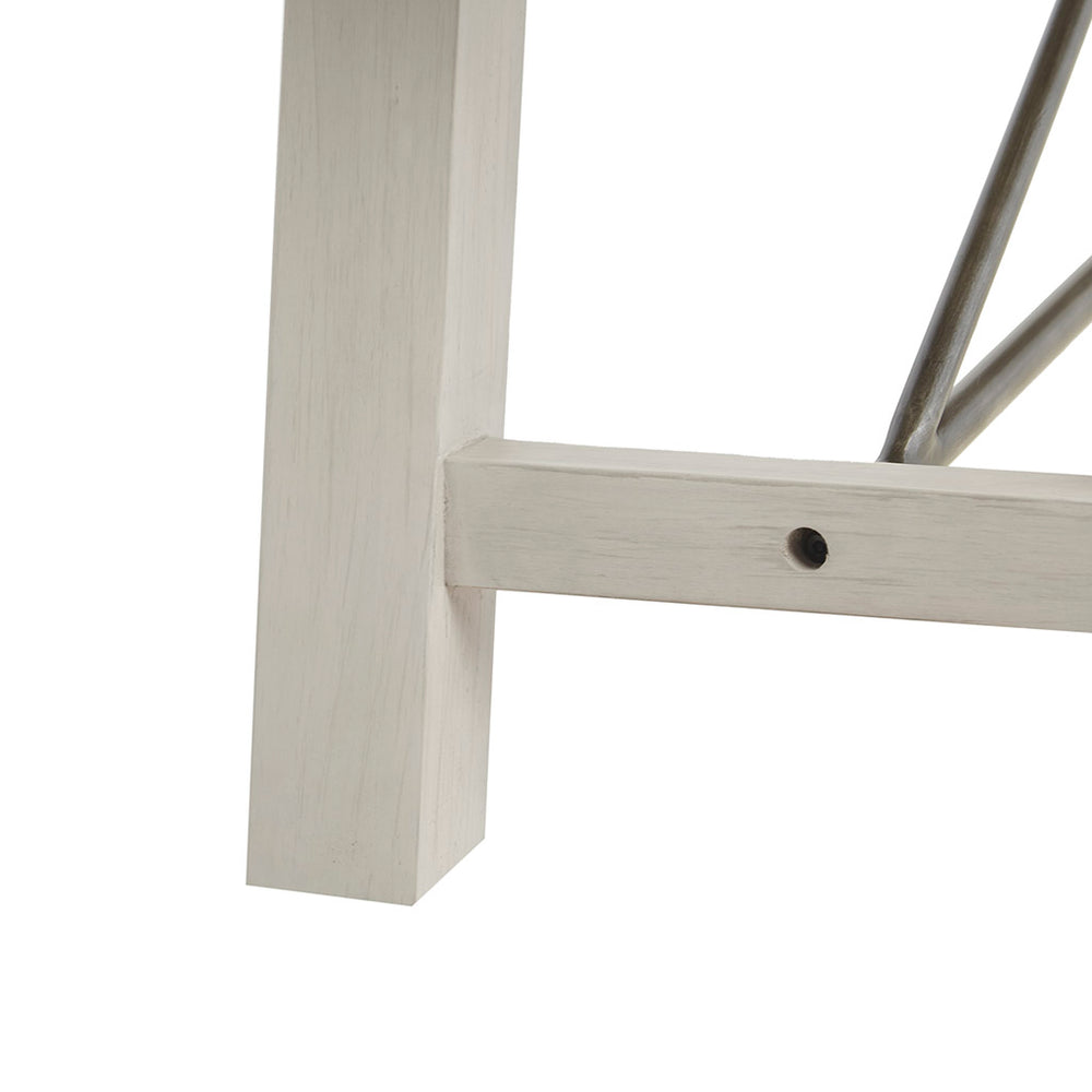 English Elm Dining Bench INK+IVY Sonoma Solid Wood 66" White Wash Seating for 3 with Grey Washed Metal Stretchers and Rustic Charm B03548425