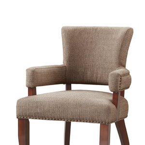 English Elm Arm Nailhead Dining Chair—Uptown Espresso Frame, Plush Polyester-Acrylic Seat, High-Density Foam Comfort B03548285