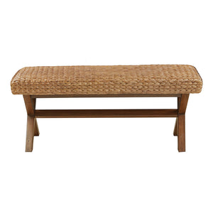 English Elm Bench INK+IVY Seadrift 45" Water Hyacinth Bench with Chestnut Mahogany Base, Natural Coastal Charm B03548403