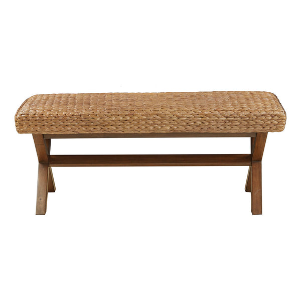 English Elm Bench INK+IVY Seadrift 45" Water Hyacinth Bench with Chestnut Mahogany Base, Natural Coastal Charm B03548403
