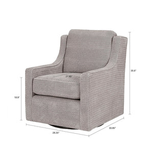 English Elm Harris Grey Swivel Chair with Black Metal Base, Solid Wood Frame, High-Density Foam Comfort B03548626
