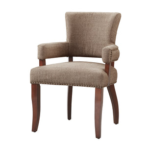 English Elm Arm Nailhead Dining Chair—Uptown Espresso Frame, Plush Polyester-Acrylic Seat, High-Density Foam Comfort B03548285