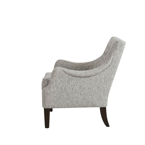 English Elm Button Tufted Upholstered Accent Chair with Morocco Wood Legs for Living Room Grey B03548268
