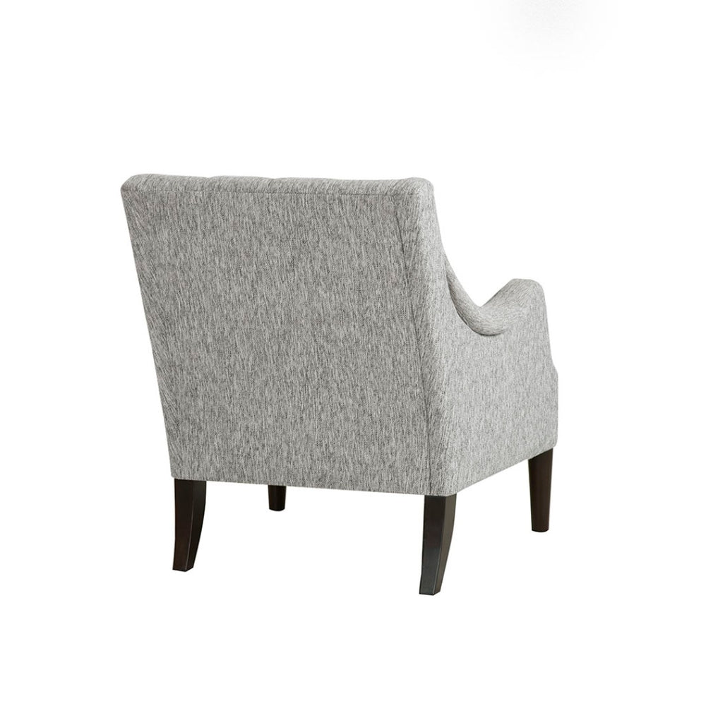 English Elm Button Tufted Upholstered Accent Chair with Morocco Wood Legs for Living Room Grey B03548268